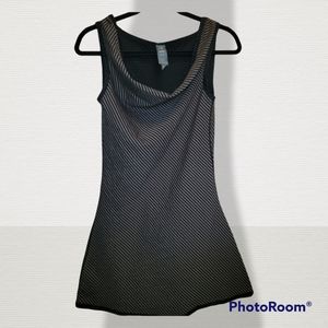 Merrell cotton beautiful black and taupe diagonal strip dress, scoop neck, XS